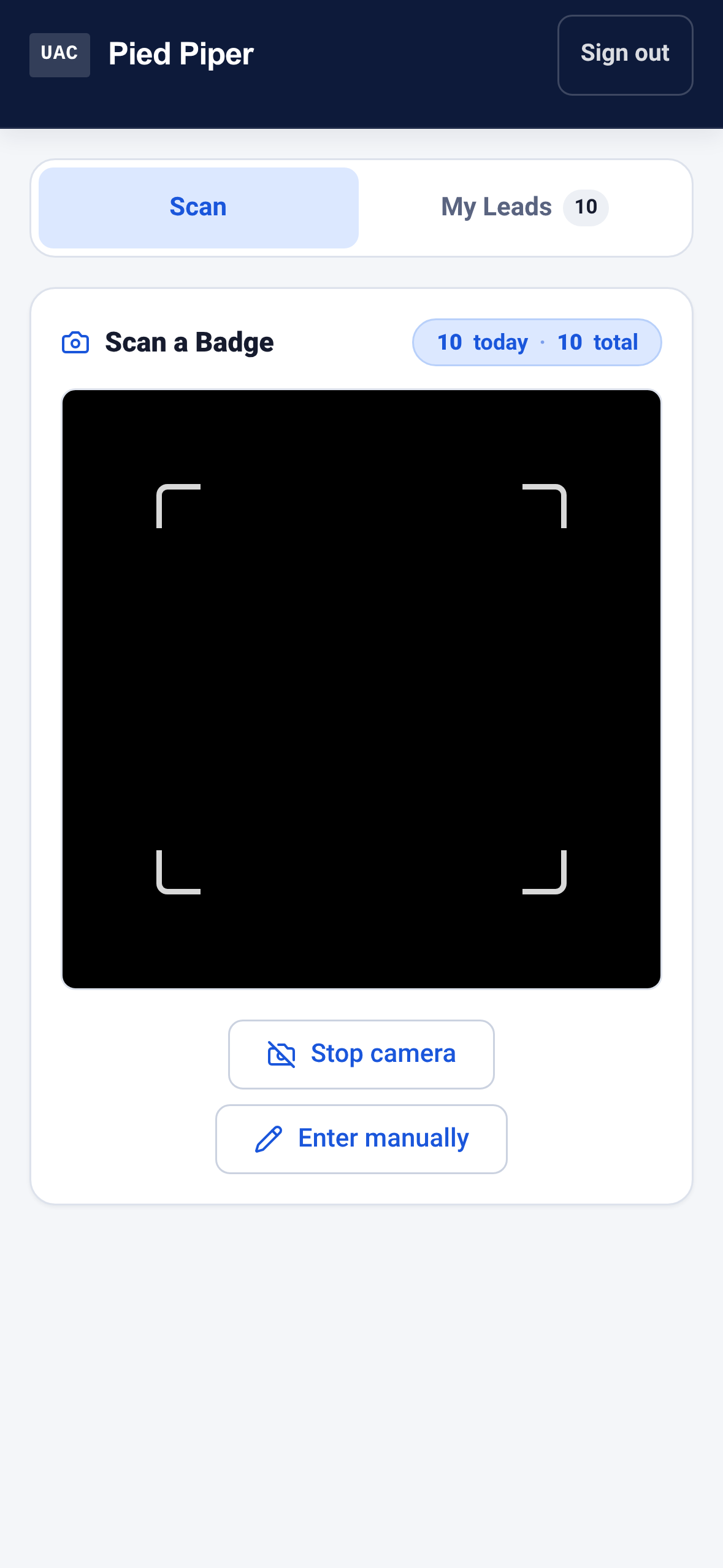 ScanDeck badge scanner armed and ready